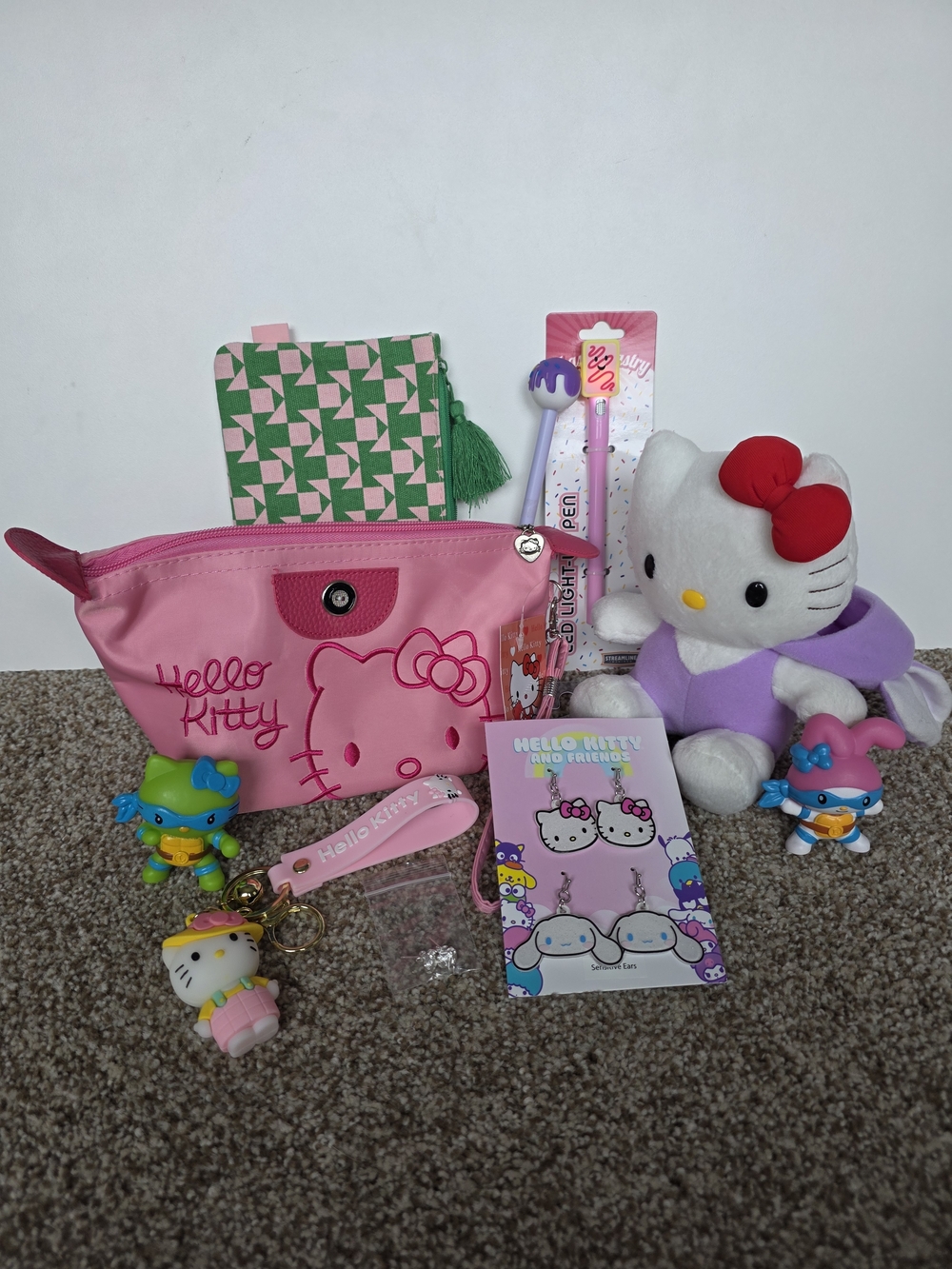 Hello Kitty Bundle And  Accessories - Earrings, Wristlet, Plush, Bags, And More!